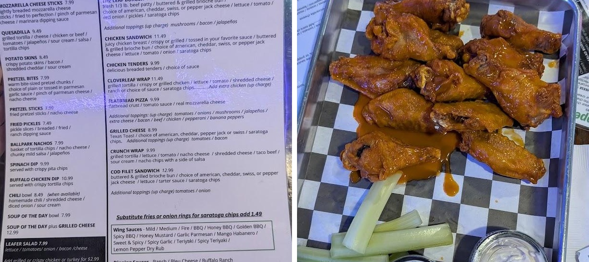 Cloverleaf Pub Menu